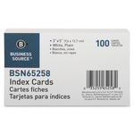Business Source  Index Cards, Plain, 90lb., 3"x5", 100/PK, White