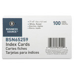 Business Source  Index Cards, Ruled, 72 lb., 3"x5", 100/PK, White