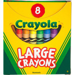 Crayola  Large Crayons, Tuck Box, 4"x7/16", 8/BX, AST