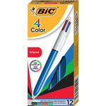 Bic  4-Color Ink Ballpoint Pen, Medium Pt, BE/WE Barrel/AST Ink