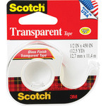 3M  Tape With Dispenser,1" Core, 1/2" x 450", Clear
