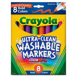 Crayola  Washable Bold Markers, Broad Tip, Nontoxic, 8/ST, AST Bold
