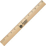 Business Source  Wood Ruler, Brass Edge, Beveled, Scaled 1/16", Brown
