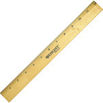 Acme United Corporation  Wood Ruler, Scaled 1/16ths, Brass Edge, 12" L, Natural